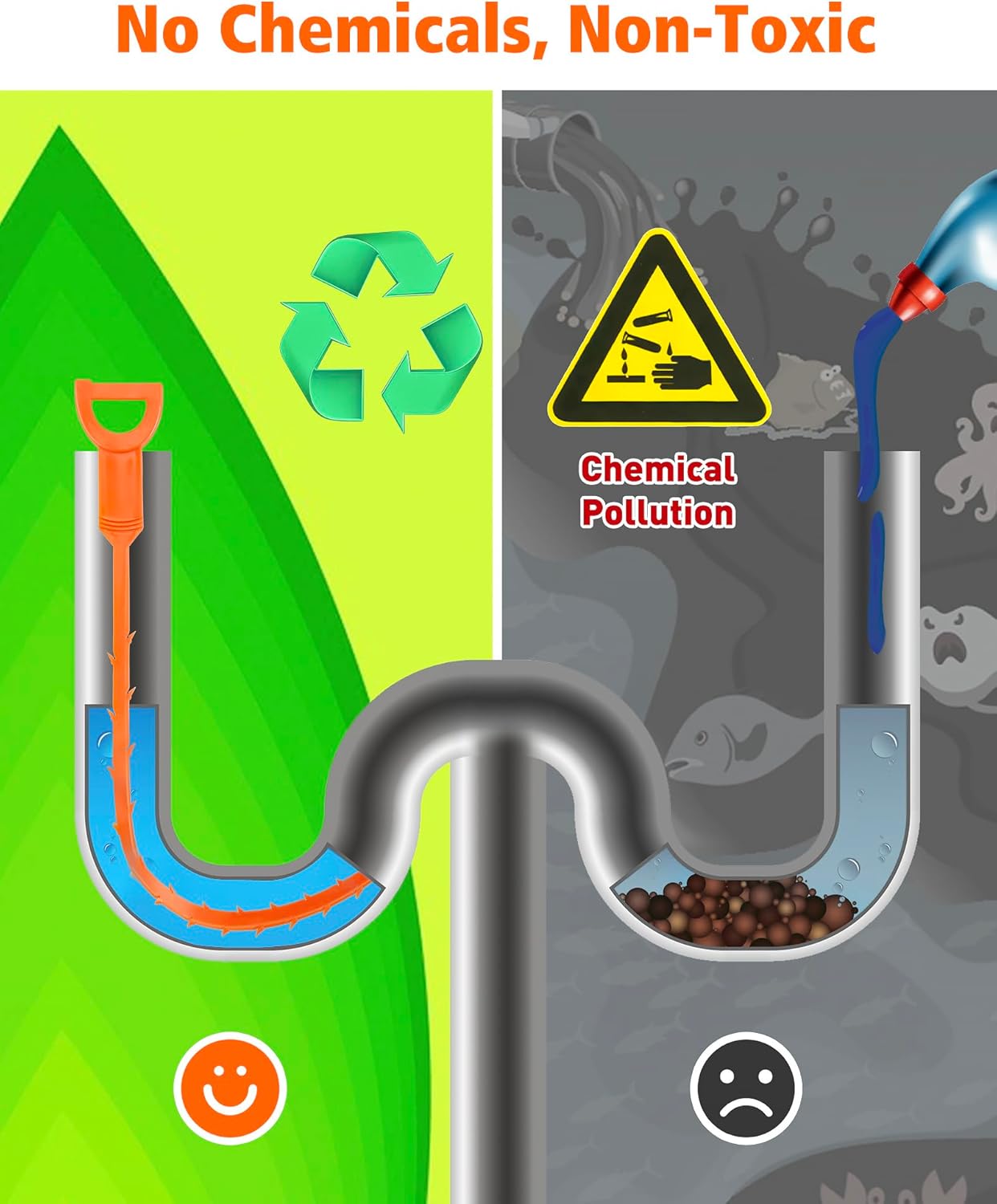 Drain Clog Remover, 25-Inch Drain Hair Removal Tool, Drain Hair Remover Plumbing Snake, Drain Cleaner Hair Clog Remover, Shower Drain Hair Catcher, Easy & Quik to Use on Most Drains - 6 Pack