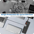 HEZI 8 Outlet Heavy Duty Power Strip, 15Amp Metal Mountable Surge Protector (2700J), Industrial Wall Mount Power Strip for Home, Office, Garage & Workshop, 6FT 14AWG Extension Cord