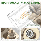 DORESshop 1-Light Bathroom Light Fixtures, Chrome Wall Sconces with Clear Glass Shade, Bathroom Vanity Light Fixture for Living Room Bedroom