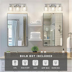 zeyu 20.8'' Modern Bathroom Vanity Lamp, 3-Light Wall Mirror Light for Bathroom, Brushed Nickel Finish with Clear Hammered Glass, ZJF63B-3W BN