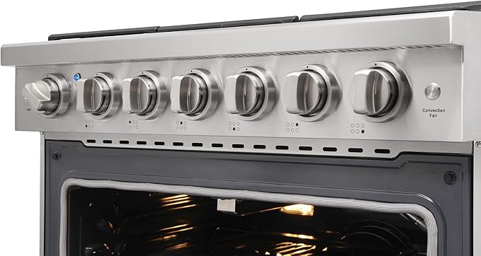 36 inch Professional Freestanding Pro-Style Propane Gas Range with 6 Burners, 6.0 cu.ft. Oven Capacity, in Stainless Steel - KOS-36RG03MLP (Black)