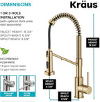 Kraus Bolden 2-in-1 Pull-Down Single Handle Kitchen Sink Filter Water Faucet for Reverse Osmosis or Water Filtration System in Brushed Brass, KFF-1610BB