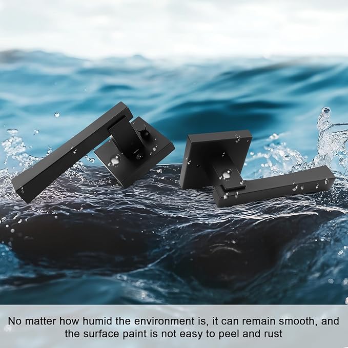 knobelite 10 Pack Privacy Door Handle,Keyless Matte Black Interior Door Knob,Heavy Duty Door Lever Hardware for Bedroom/Bathroom,Reversible for Left & Right