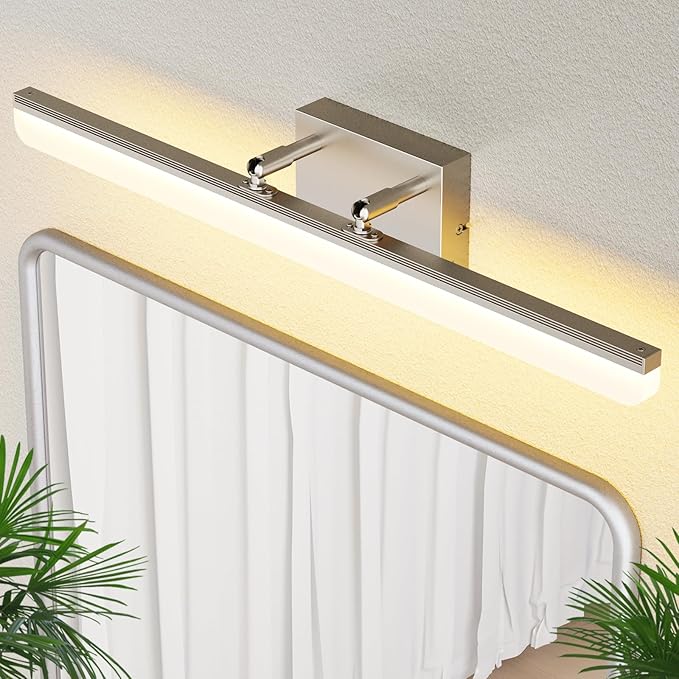 Brushed Nickel Vanity Light 24", 5CCT Dimmable LED Bathroom Light Bar, 18W Wall Mount Fixture with Adjustable Angle & ETL Driver – Modern Lighting for Bathroom, Powder Room, Bedroom