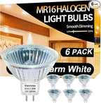MR16 Bulb 20W, High Output 300LM MR16 Halogen Bulb 20W 12V Warm White 2800K, Halogen GU5.3 Base, MR16 Dimmable with Clear Glass Cover, Long Lasting MR 16 12V 20 W Halogen Bulb