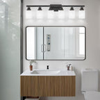 6-Light Black Vanity Lights, 38'' Modern Bathroom Vanity Lighting Fixtures for Mirror, Matte Bathroom Lighting Fixtures, Black Wall Sconces for Bedroom Living Room