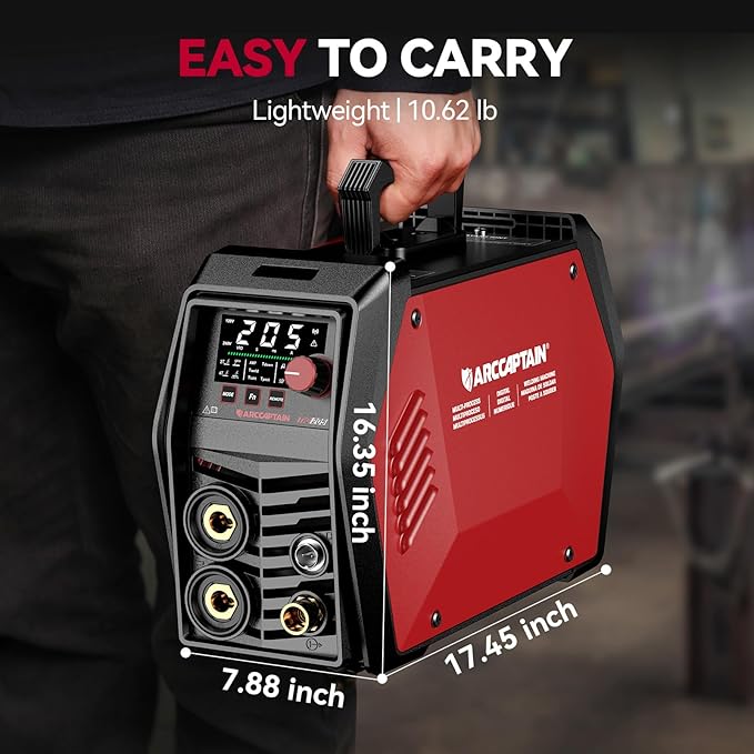 ARCCAPTAIN iControl TIG 205 Pro, 5 In 1 Cold Spot Stick/TIG Welder, 120V/240V Welding Machine with Large LED Display, 2T/4T, Hot start, Arc Force and Anti-stick