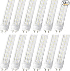 T8 LED Bulbs 4 Foot, 12 Pack 36W 4680LM 5000K Daylight White Type B 4FT LED Tube Lights, T8 T10 T12 Fluorescent Replacement Bulbs, Ballast Bypass, V-Shaped, Double Ended Power, Clear Cover