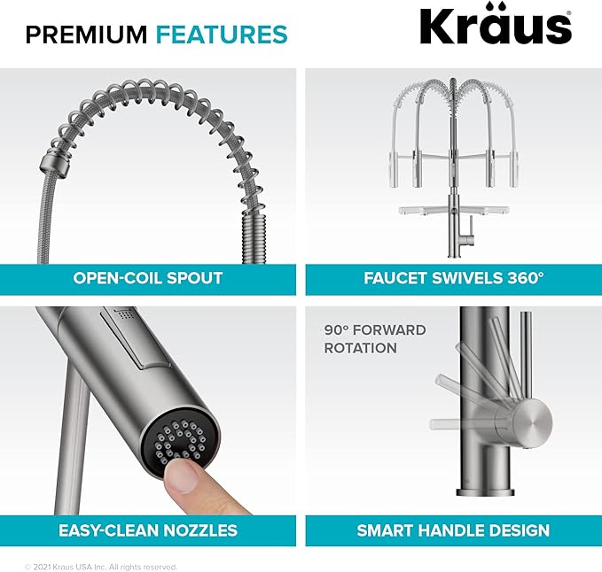 KRAUS Artec Pro Commercial Style Pull-Down Single Handle Kitchen Faucet with Pot Filler in Spot Free Antique Champagne Bronze/Matte Black, KPF-1604SFACBMB