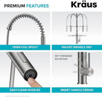 KRAUS Artec Pro Commercial Style Pull-Down Single Handle Kitchen Faucet with Pot Filler in Spot Free Antique Champagne Bronze, KPF-1604SFACB