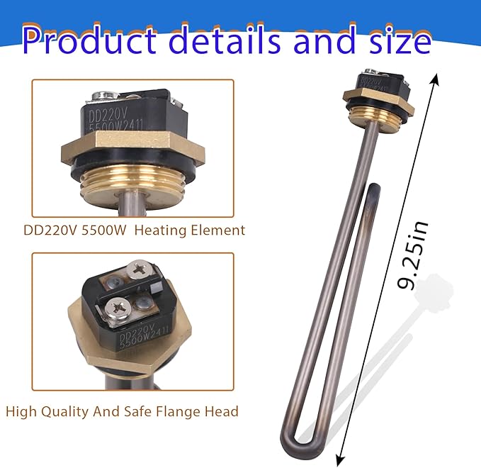 2 Pack Titanium HE 55220 Water Heating Element,for EcoSmart ECO POU6 ECO8 ECO11 Rheem, Eemax, Richmond element for water heater,Electric Tankless Water Heater Element Replacemen,5.5kW 220V or 6kW 240V