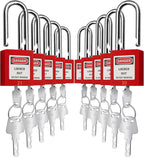 SAFBY Lockout Tagout Locks, Safety Padlock, Keyed Differently Loto Safety Padlocks for Lock Out Tag Out Kits Station (Red 21-30)
