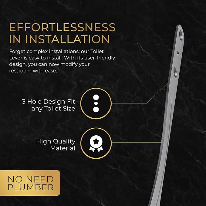 RAVINE Premium Modern Luxury Universal Toilet Handle Replacement, Majestic Collection. Toilet Lever Replacement, Easy Install (Chrome, Side Mount)