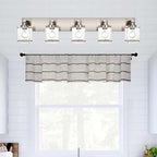 5-Lights Brushed Nickel Bathroom Wall Light with Clear Glass Shade, E26 Bulb Base Vanity Lighting Fixtures Over Mirror for Kitchen Cabinet Bedroom