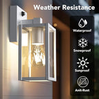 PARTPHONER Dusk to Dawn Outdoor Light Fixtures, 2-Pack Sensor Porch Lights, Waterproof Exterior Wall Sconce Lighting Lamp, Waterproof Wall Lantern for House, Doorway, Garage (Silver)