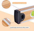 BETHEL Bamboo Level, 24 Inch Level & Tool Solid Block Acrylic Vials, Resists Mortar Adhesion, for Masonry Application and General Leveling (Bamboo)