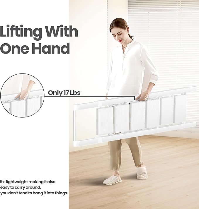 6 Step Ladder, Folding Step Stool with Handgrip and Anti-Slip Wide Pedal, Portable Lightweight Aluminum Stepladder for Kitchen, Home, Library, Office (300 lbs Capacity) - White