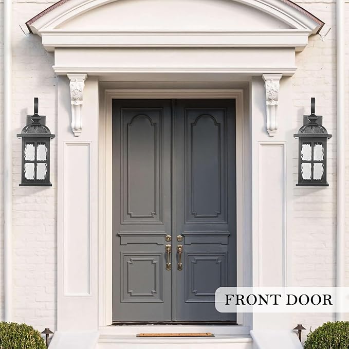 Darkaway 2pcs Large Outdoor Wall Light, 22inch Exterior Light Fixture with Water Ripple Glass, Aluminum Outside Lights Sconces Exterior Lighting for House Porch Patio Doorway