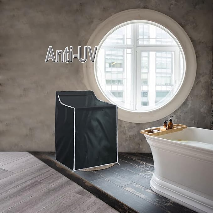 Ericlin Washer and Dryer Covers,Top Load Washing Machine Cover Laundry Dryer Protect Cover Dustproof Waterproof Zipper Design for Easy Use Fit for Most Front-loading Machine(W29D28H43in) (Black)