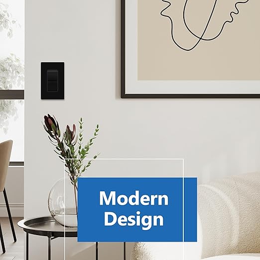 LIDER Balck Minimalist Decorator Switch, Frameless Paddle Light Switch, On/Off Rocker Switch, 3-Way, Residential Grade, 3 Wire 15A 120-277VAC, 10 Pack
