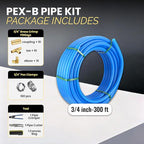 3/4 Inch-300 ft Foskan Blue PEX-B Pipe,Water Tubing with a Pipe Cutter,a Crimper Tool,a Canvas Bag,30 PCS PEX & 100 PCS Cinch Clamps