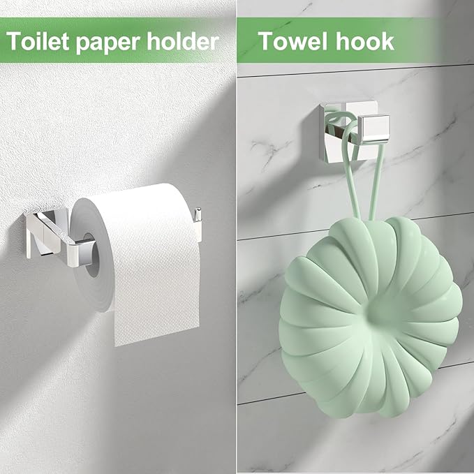 5-Pieces Bathroom Hardware Set Polished Chrome Towel Racks for Bathroom SUS304 Stainless Steel Towel Bar 23.6 Inch Bathroom Towel Holder Set Wall Mounted