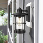Outdoor Wall Sconces, Outdoor Wall Lights, Exterior Wall Mount Lighting, Exterior Fixture in Black Finish with Seeded Glass for Porch, Garage, Patio, Hallway, Entryway, Black 1 Pack