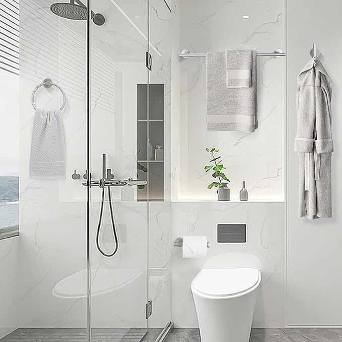 YACVCL 10 Pieces Brushed Nickel Bathroom Hardware Accessories Set, 27.5 Inch Towel Bar Set SUS304 Stainless Steel Towel Holder Set for Bathroom,Wall Mounted Towel Rack Set