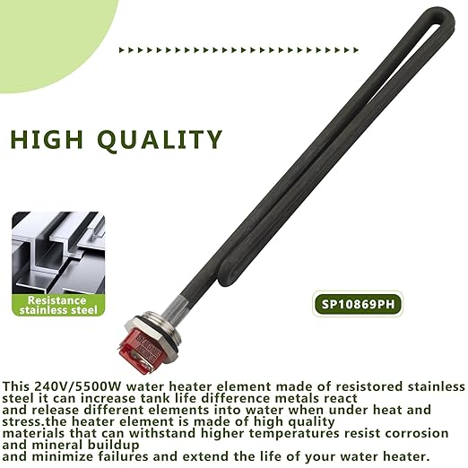 SP10869PH 5500W Water Heater Element Replacement for Rheem,Fit for Rheem Richmond General A.O.Smith Ruudheaters Water Heater Element,Replaces SP10552PH,SP10872PL,UV12905 Heater Element.(2PCS)