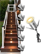 Low Voltage Deck Light 6-Pack, 1W 2700K 80 Lumens 12V Landscape Lighting, Recessed LED Outdoor Step Stair Lights, Full 304 Stainless Steel Deck Lighting Wired for Outside Yard (SG07, 6-Pack 2700K)