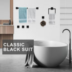 Gisafai 25 Pcs Bathroom Hardware Accessories Set 23.6 Inch Bath Towel Bar Kit Stainless Steel Bathroom Hardware Set Towel Racks Ring Hooks Paper Holder for Wall Mounted (Black)