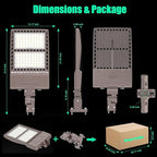 BBESTLED 320W LED Parking Lot Light Outdoor Wall/Arm Mount, UL DLC Listed IP65 5000K 44800LM Commercial Area Lighting 100-277VAC Input, LED Shoebox Parking Pole Light Fixtures
