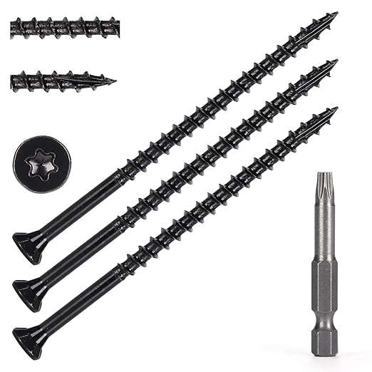 Wood Screws #10 x 3’’, T25 Star Torx Drive Flat Head Deck Screws, Black, 67Pcs (1lb)