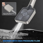 Shower Faucet Set, 10" Wall Mount Rainfall Shower System with 2 Rain Shower Head and Multi-function Handheld Head Push Button Diverter Shower Faucet Trim Kit Brushed Nickel