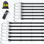 KJE 12Pack(21", 31") Rubber Bungee Cords with Adjustable Hooks - Quality EPDM, Heavy Duty Black Bungee Straps, Ideal for Outdoor Tie Downs, Securing Tarps, Canvases, Cargo in Cold Hot Climates