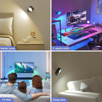Lightbiz LED Wall Lights 2 Pcs with Remote, RGB Ambience Wall Sconces Lamp 3000mAh Rechargeable Battery Operated, 3 Color Temp & Dimmable Magnetic 360° Rotation Cordless Light for Living Room Bedside
