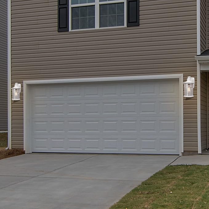 Darkaway Outdoor Porch Lights Wall Mount, Outdoor Light Fixtures Sconces Wall Lighting with Seeded Glass Waterproof Exterior Lights for Patio Yard House Hallway Doorway Garage(2 Pack, White)