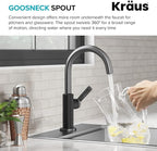 Kraus Oletto Single Handle Kitchen Bar Faucet in Matte Black/Spot Free Black Stainless Steel, Kitchen Sink Faucets, KPF-2822MBSFSB