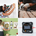 Digital Angle Finder with Electronic Laser - 4-side Strong Magnetic Angle Gauge, Cube Inclinometer with Backlight, Table Saw Miter Protractor, Woodworking Measuring Tool, Level Box for Hanging