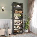 Unikito Closet System, 25 Inch Freestanding Closets Shoe Organizer, Standalone Wood Shoe Shelves, Heavy Duty Walk in Closet Tower for Bedroom, Mudroom and Entryway, 25" W x 16" D x 80" H, Black