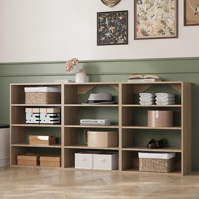 Short Tower Closet Unit, Modular Closet System, Wood Closet System Organizer with Storage for Walk In Closets, Clothing Rack Wardrobe for Hanging Clothes, Bedroom, Wood, 25.5"W