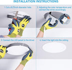 TORCHSTAR 8 Inch 5CCT Ultra-Thin LED Recessed Ceiling Light with Junction Box, CRI90, 27003000350040005000K Selectable, 18W Dimmable Slim Canless Wafer Downlight, ETL & ES & FCC, Pack of 6