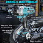 3/4" Cordless Impact Wrench Compatible with Makita 18V Battery: 1850FT-LBS(2500N.m) High Torque Impact Driver, Auto-Stop Reverse, 4-Speed Heavy Duty Impact for Car/Truck/Mower(Bare Tool)