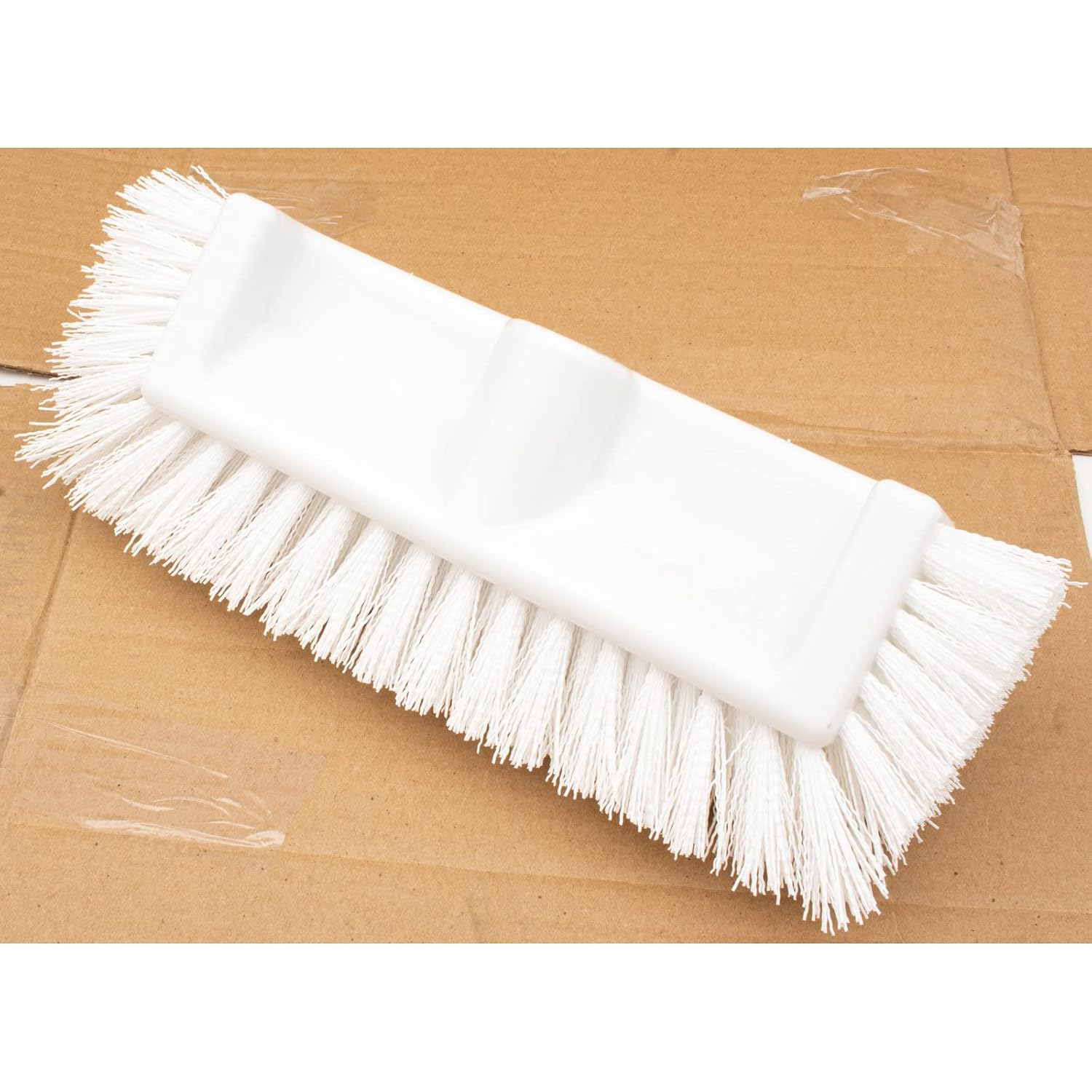 SPARTA Multi-Level Tile Scrub Brush 12" Wide Brush Head, Heavy-Duty Tile Cleaning Brush with End Bristles for Commercial Tiles, Tubs and Floor, Plastic, 12 Inches, White