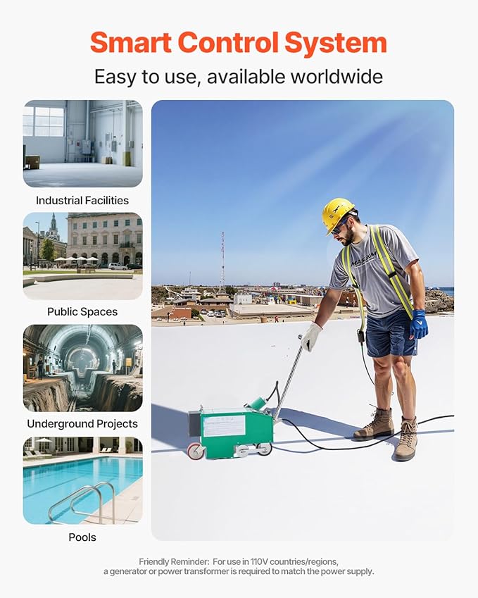 VEVOR Roofing Hot Air Welder, 4200W 220V High Power Plastic PVC TPO CPE Welding Machine - 1.57" Welding Width 0.04-0.12" Thickness, 68 ℉-1202 ℉ Heat Roofing Welding Tool, for Waterproofing Advertising