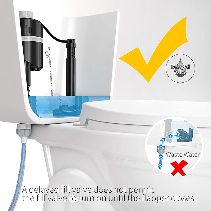 R&T A1350 Quiet Toilet Fill Valve Toilet Universal Tank Parts Replacement, Water Saving Toilet Repair Kit