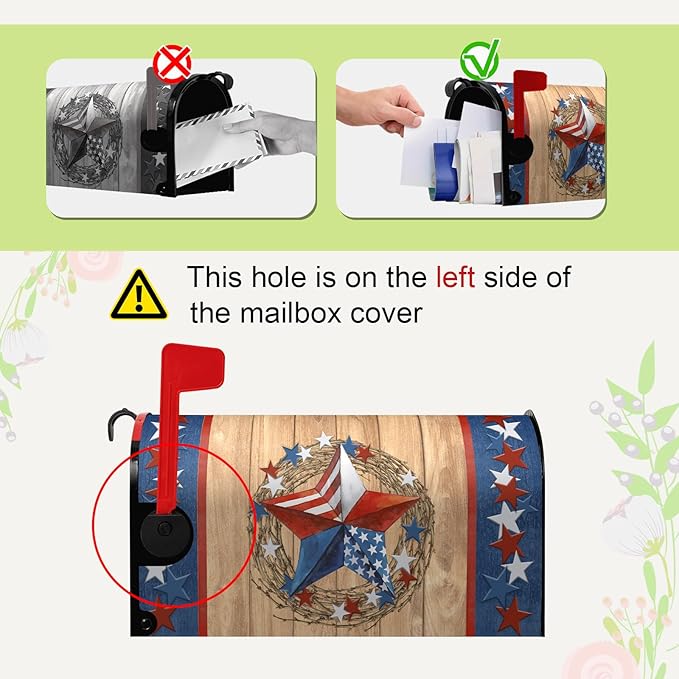 4th of July Patriotic Mailbox Covers Magnetic Standard Size 21 x 18 Inch American Flag Independence Day Mailbox Wraps Postbox Covers Garden Yard Decorations for Outdoor