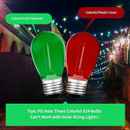 Meconard S14 Colored LED String Light Bulbs,1 Watt Plastic Shatterproof Waterproof Outdoor Indoor Replacement Bulbs for Home Decor, E26 Medium Base, Red Green Light Bulbs, 15Pack