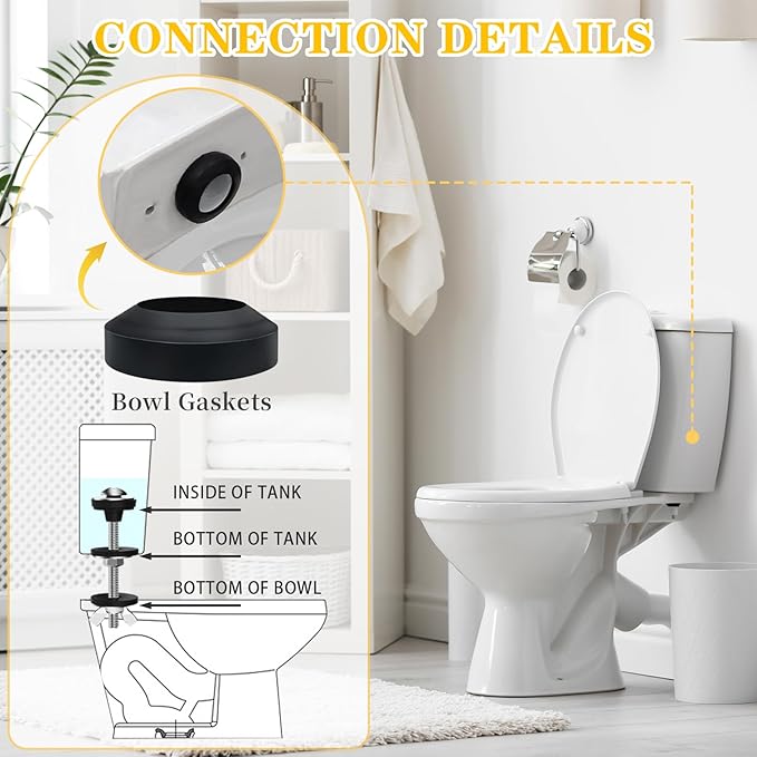 Universal Toilet Tank to Bowl Gaskets Kit, 2PCS 2.75‘’ Heavy Duty Toilet Tank Bolts Replacement, Fits Most 2-Inch and 3-Inch Leak Resistance Toilet Flush Valve Opening