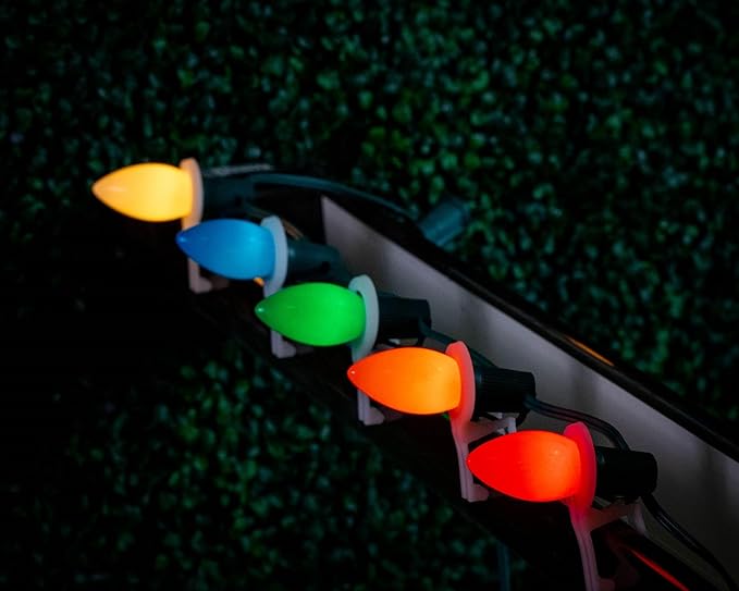 Novelty Lights 5 Pack C9 Ceramic Outdoor Christmas Replacement Bulbs, Multi, E17/C9 Intermediate Base, 7 Watt